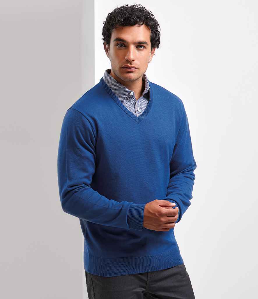 Premier Knitted Cotton Acrylic V Neck Sweater - PenCarrie